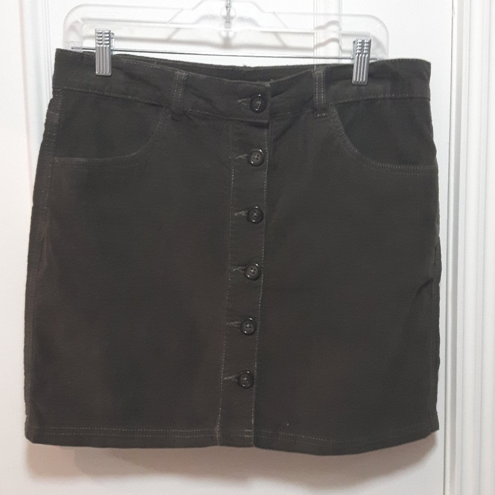 Corduroy skirt with buttons down the middle